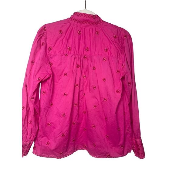Nimo with Love Juniper Berry Blouse Pink Roses Embroidery Sz. L - Picture 4 of 11